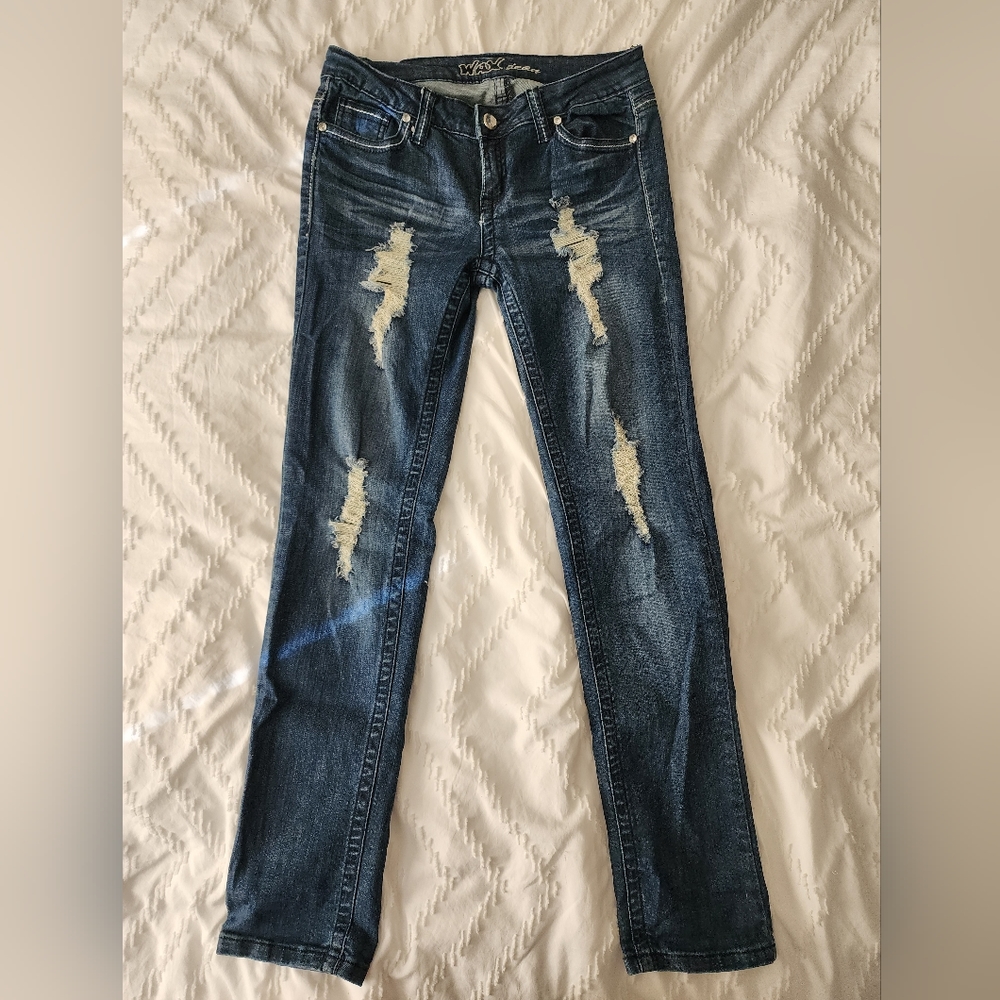 Wax Jeans size 9 Distressed Straight Leg Low Rise